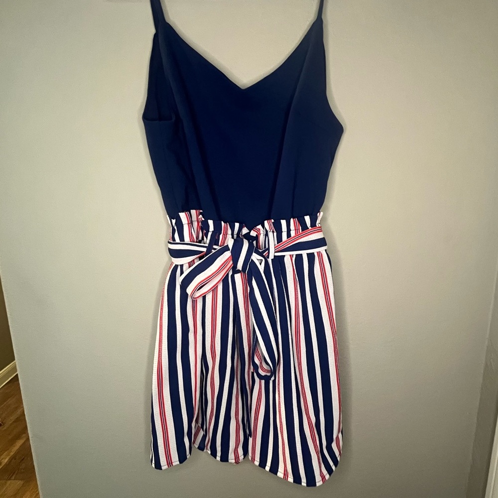 Red White and Blue Romper Jumpsuit Size M Harper Heritage excellent condition